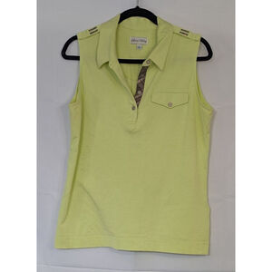 Sport Haley Sleeveless Polo Large Green Golf Top Rhinestone Shoulder Detail